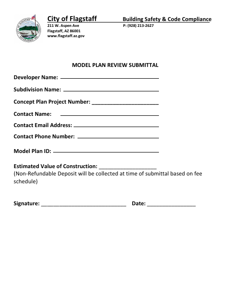 First page of the Model Plan Review Submittal