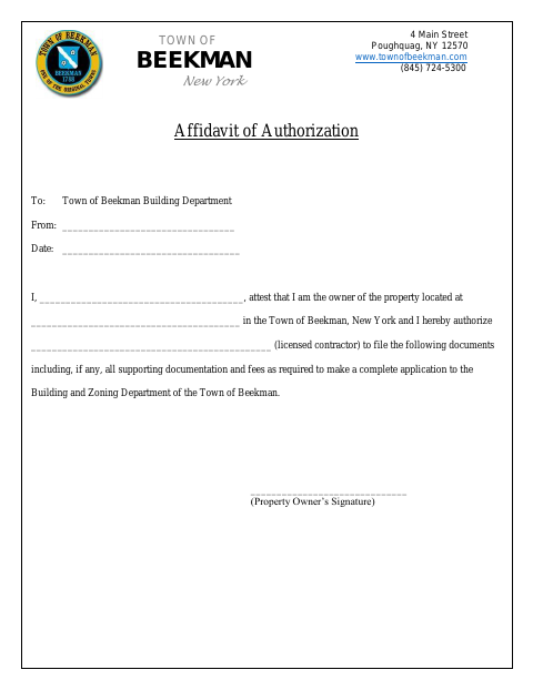 First page of the Affidavit of Authorization