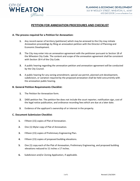 First page of the Petition for Annexation