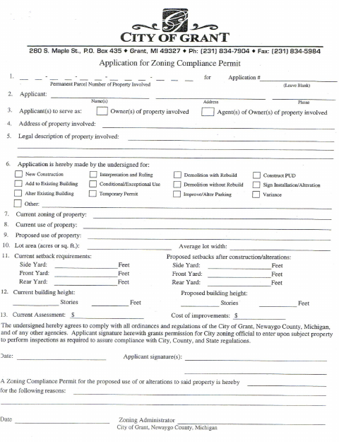 First page of the Fence Permit