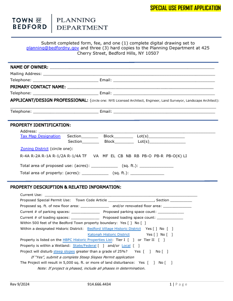 First page of the Special Use Permit Application