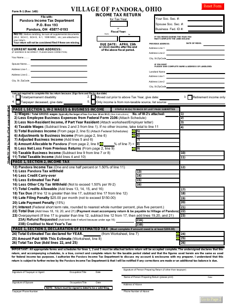 First page of the Income Tax Return