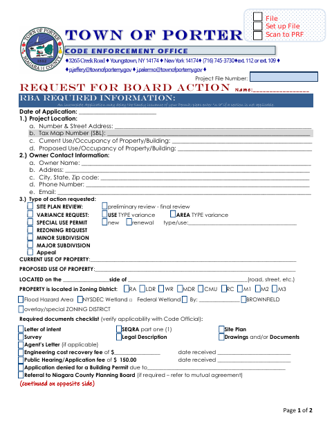 First page of the Request for Board Action