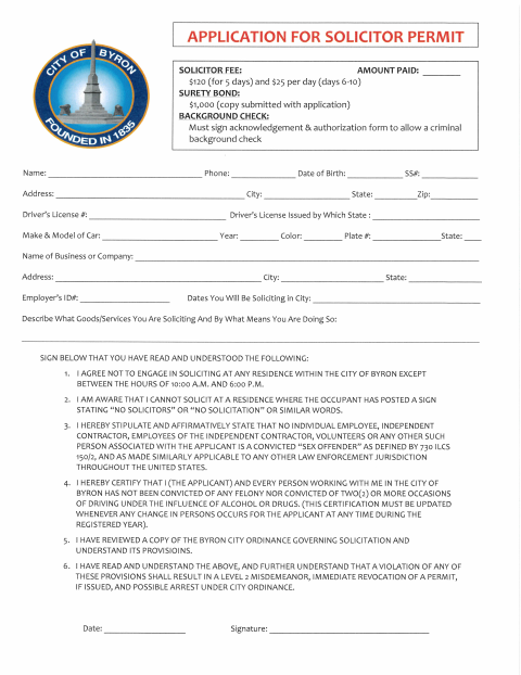 First page of the Solicitor Application and Requirements