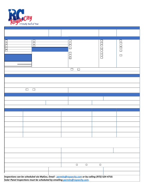 First page of the Building Permit Application