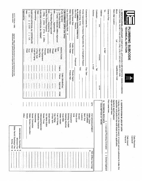 First page of the Plumbing Subcode Technical Section