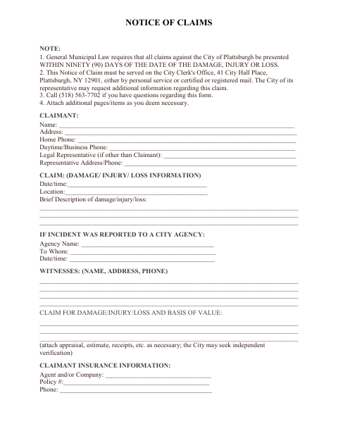 First page of the Notice of Claim