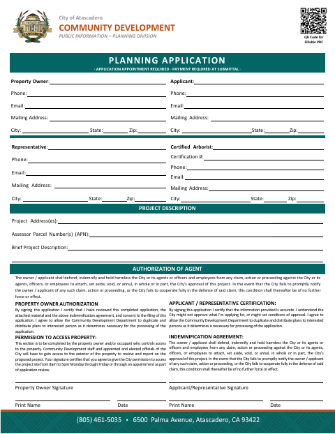 First page of the Planning Application