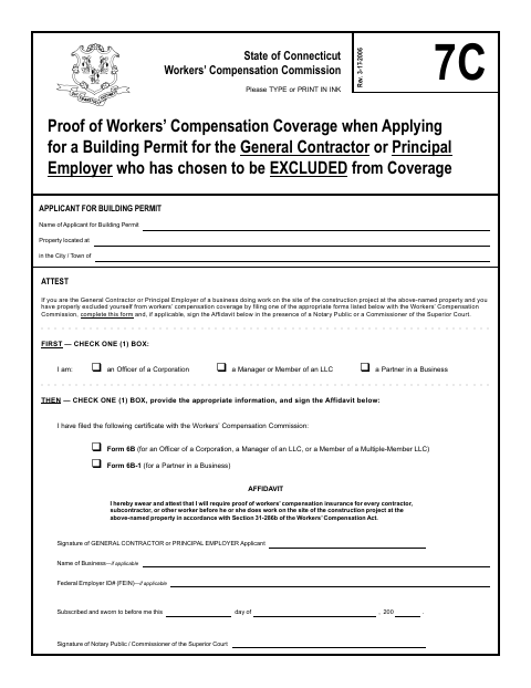 First page of the 7C Proof of Workers’ Compensation Coverage