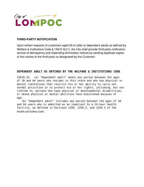 First page of the Third-Party Notification