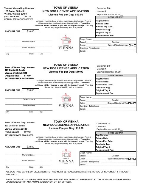First page of the New Dog License Application