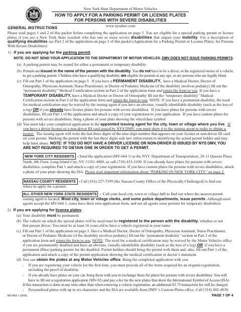 First page of the Disabled Parking Permit Application