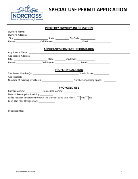 First page of the Special Use Permit Application