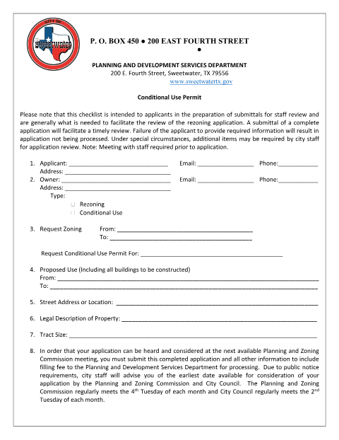 First page of the Rezoning / Conditional Use Permit Application