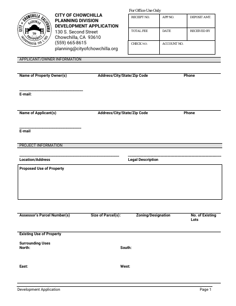 First page of the Development Application
