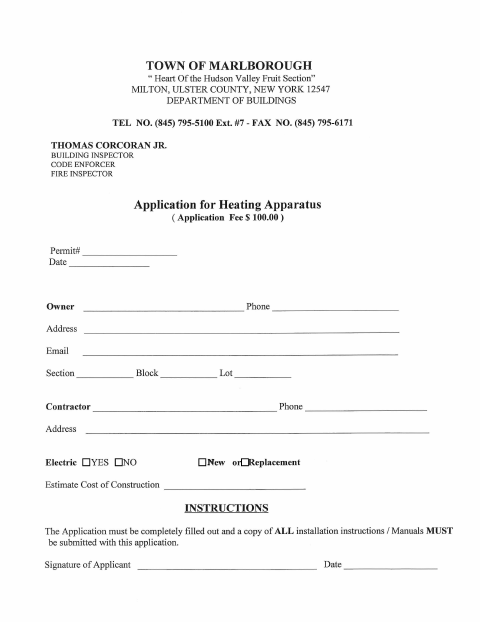 First page of the Heating Apparatus Application