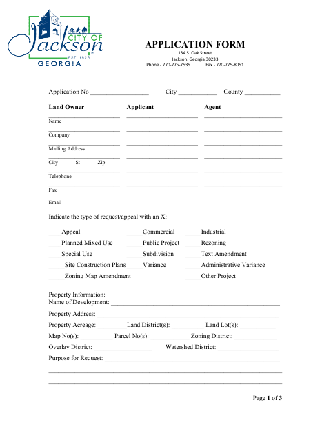First page of the Zoning Application
