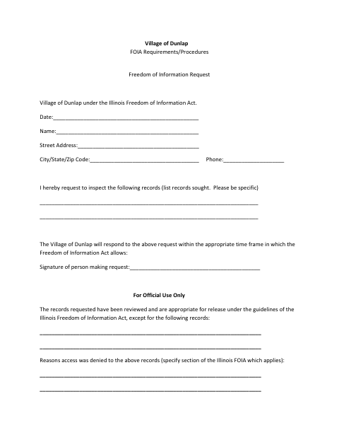 First page of the Freedom of Information Request