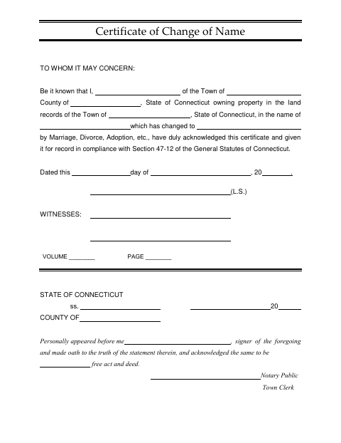 First page of the Certificate of Change of Name