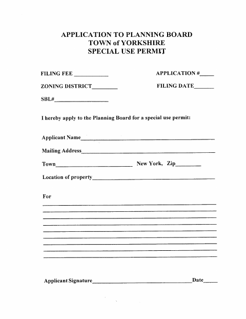 First page of the Special Use Permit Application