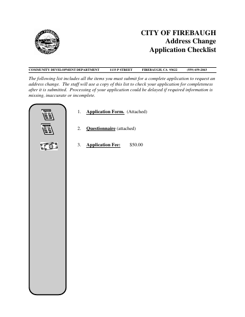 First page of the Address Change Application