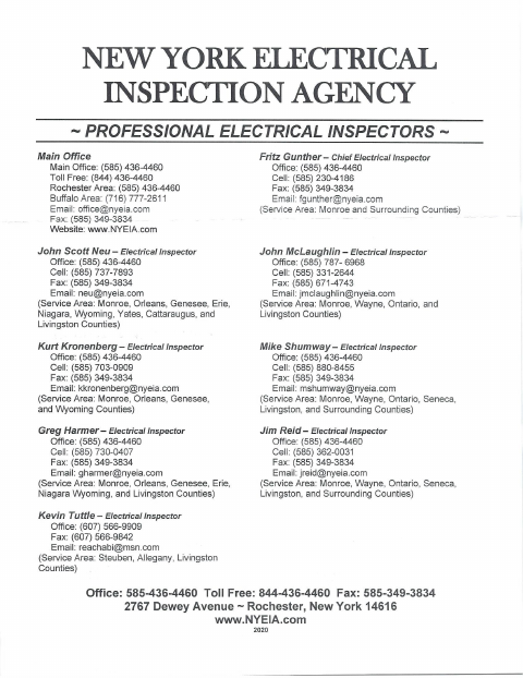 First page of the Electrical Inspection Application and Scope of Work