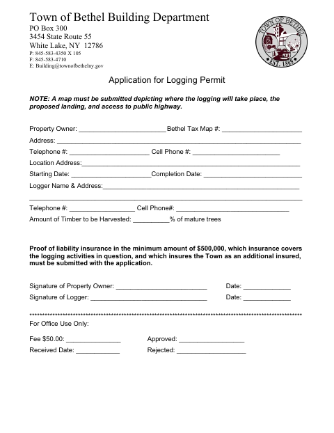 First page of the Application for Logging Permit