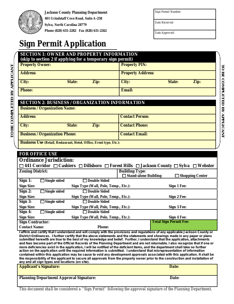 First page of the Sign Permit Application