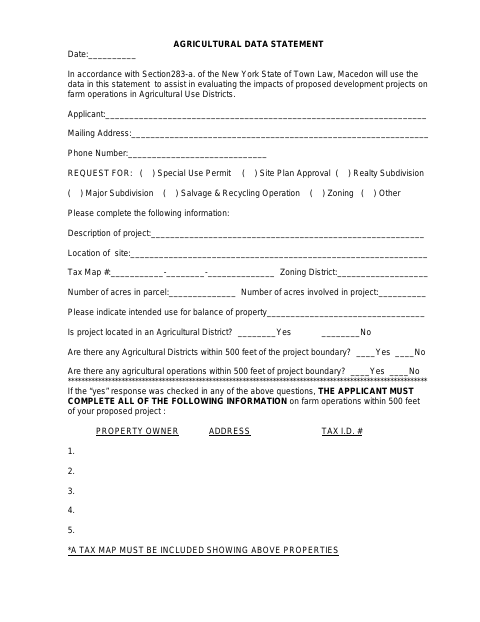 First page of the Agricultural Data Statement