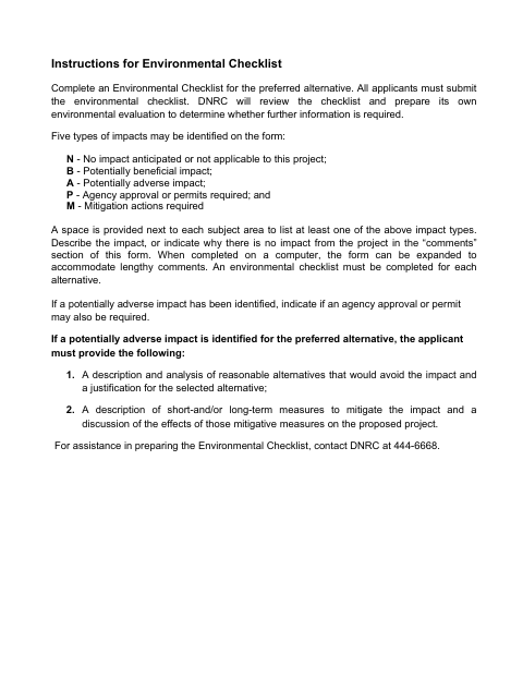 First page of the Environmental Checklist
