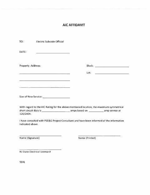 First page of the AIC Affidavit