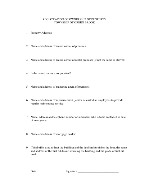 First page of the Registration of Ownership of Property