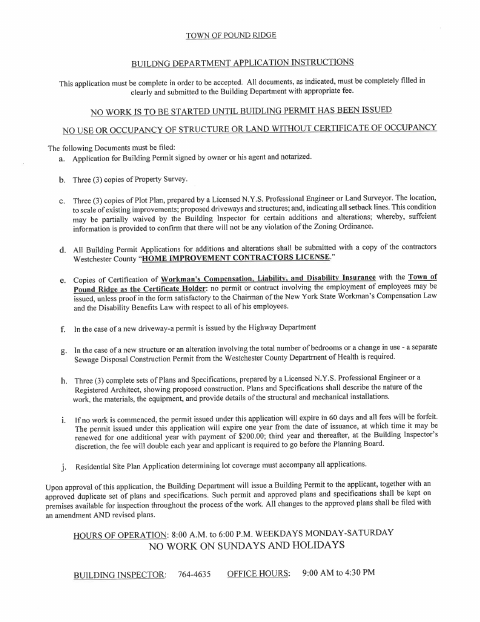 First page of the Application for Building Permit