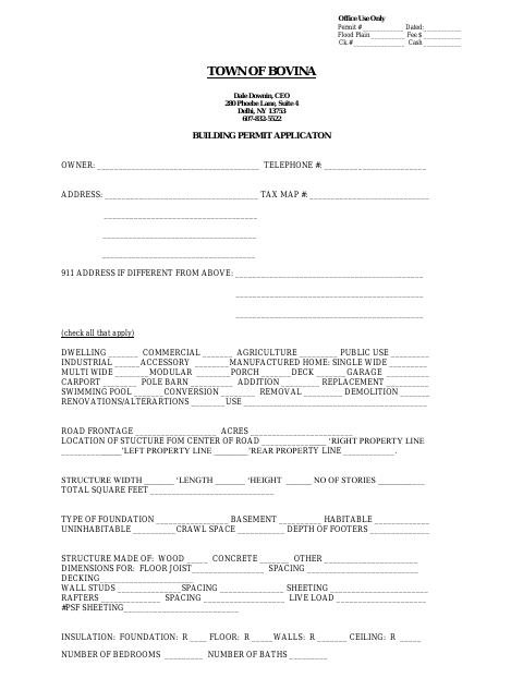 First page of the Building Permit Application