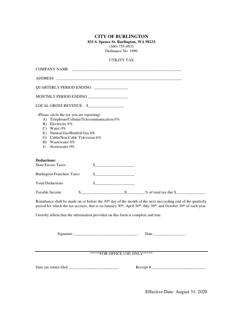 First page of the Utility Tax