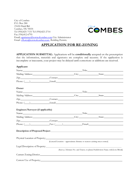 First page of the Application for Re-Zoning