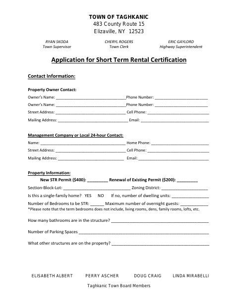 First page of the Application for Short-Term Rental Certification