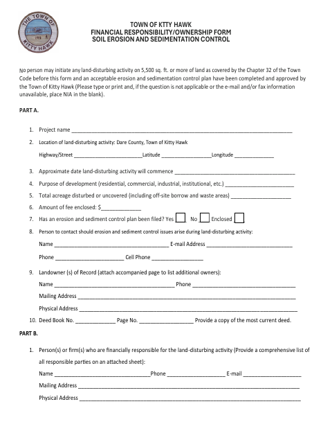 First page of the Soil Erosion and Sediment Control Information Form