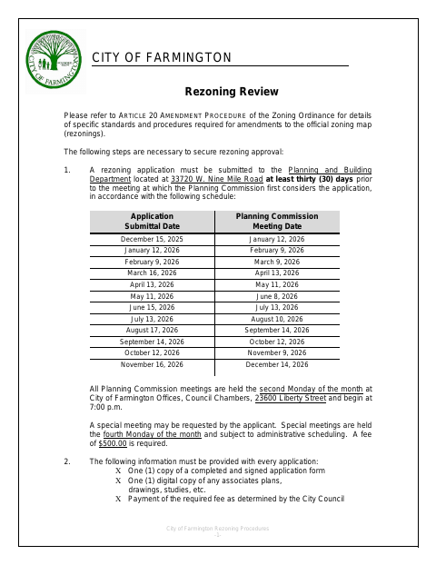First page of the Rezoning Review Application