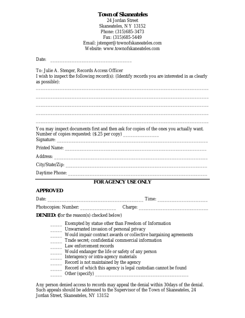 First page of the Freedom of Information Request