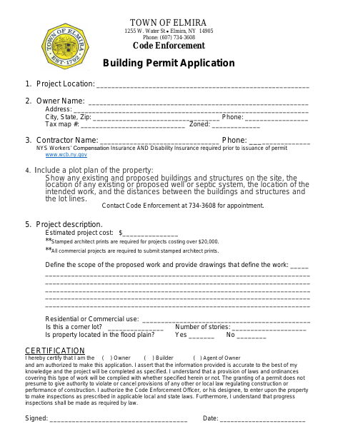First page of the Building Permit Application