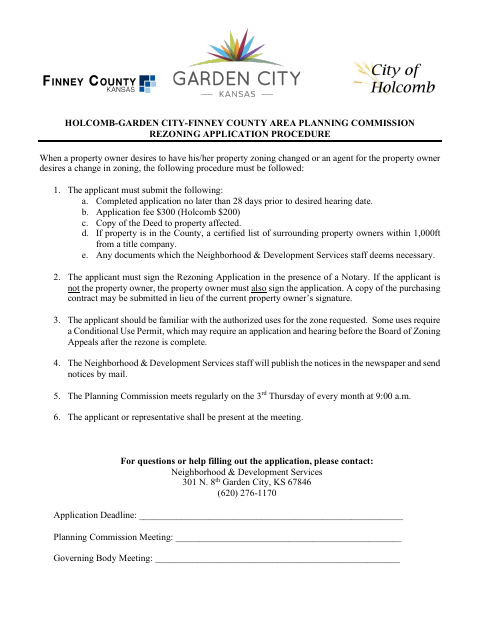 First page of the Rezoning Application