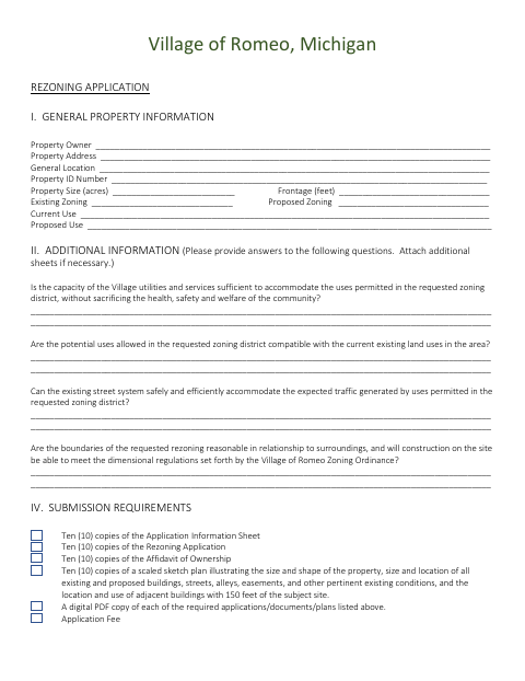 First page of the Rezoning Application
