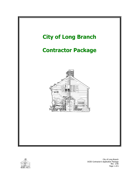 First page of the Contractor Application Package