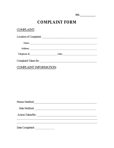 First page of the Complaint Form