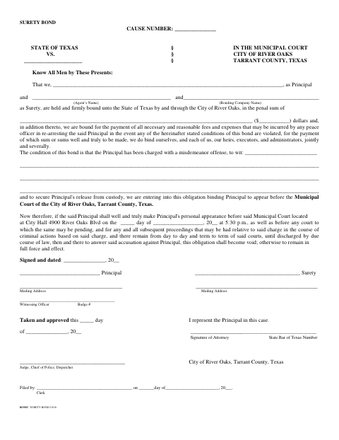 First page of the Surety Bond
