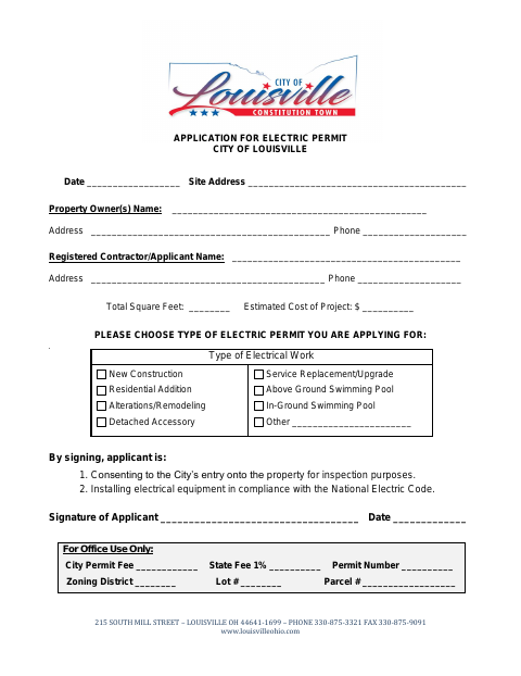 First page of the Application for Electric Permit