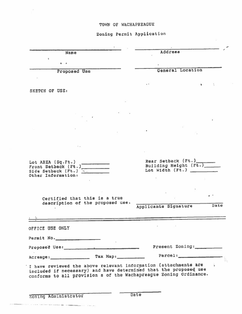 First page of the Building and Zoning Permit Application