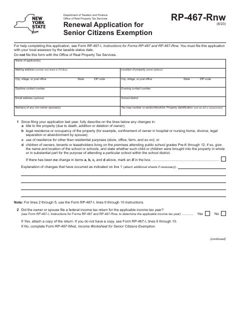 First page of the Renewal Application for Senior Citizens Exemption