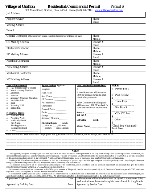 First page of the Building Permit Application